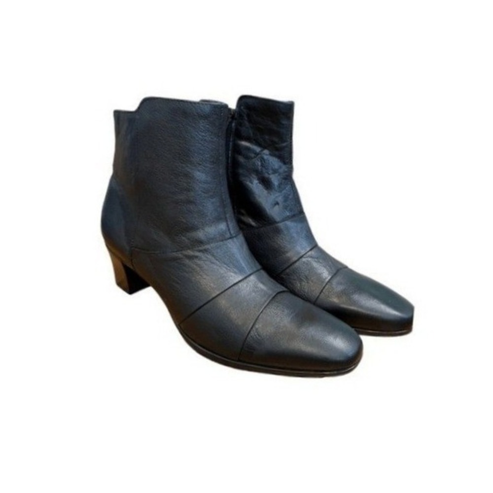 MIXED‎ WIDTH Munro Faith Ankle Boots Black Calf Leather Bootie READ!! 9.5 W
